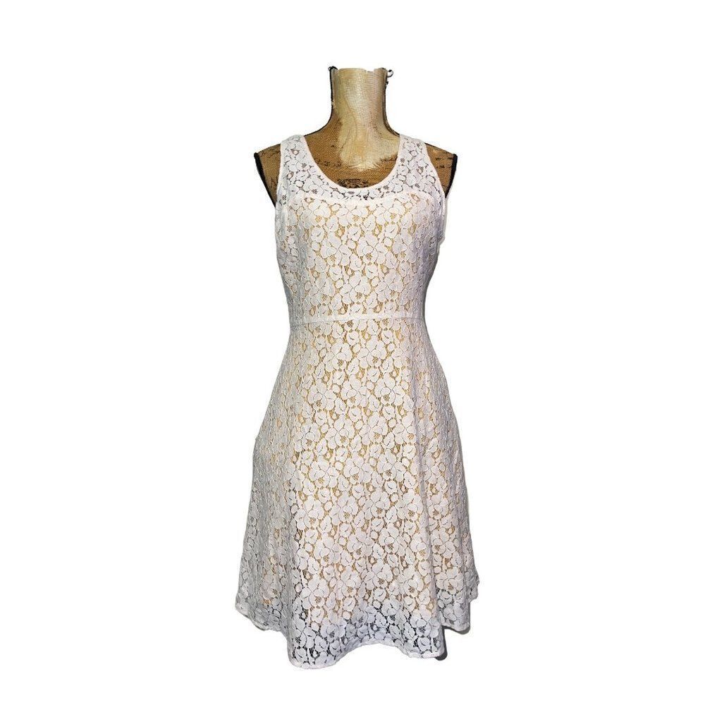 I Heart Ronson Cream Sleeveless Tank‎ Dress With Gold Lining - Size 8